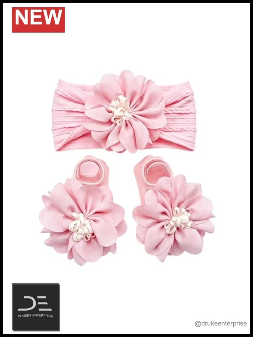 Baby Girls Lace Headband and Socks Set (0-6M) Photo Prop